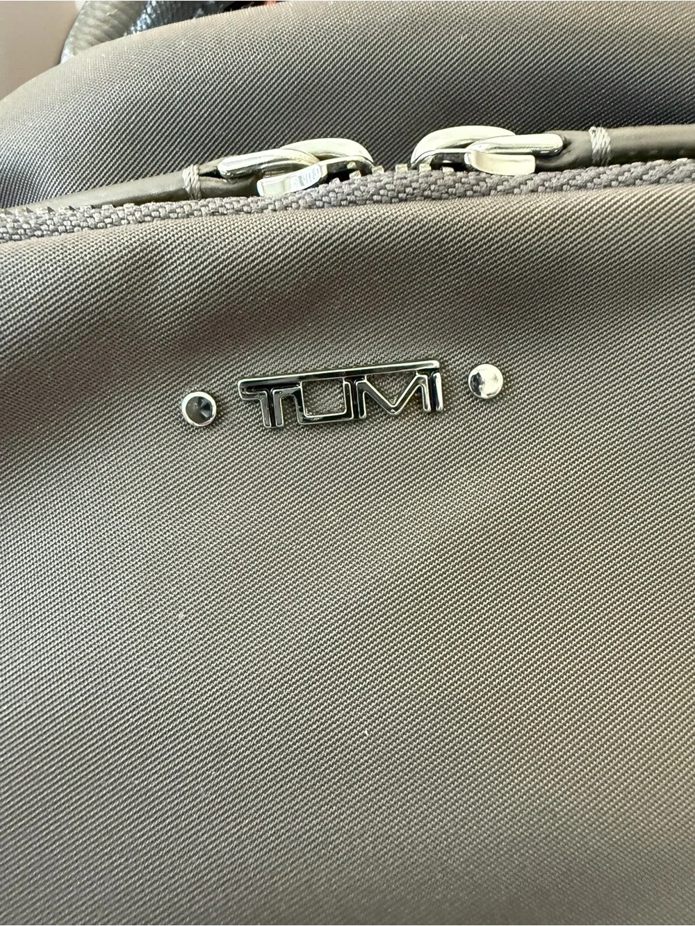 TUMI Voyageur Halle Backpack Nylon Leather Taupe Grey Travel Work Bag E517
